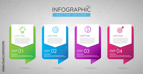 Infographic design template with icons can be used for workflow layout, diagram, annual report, web design. Business concept with 4 options, steps or processes.