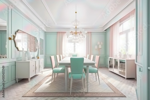 dining room interior design pastel color afternoon