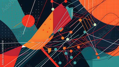 Digital abstract background of cyber matrix world created with Generative AI technology