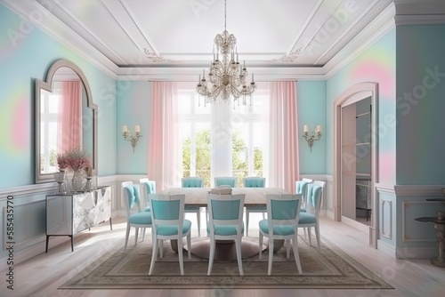 dining room interior design pastel color afternoon