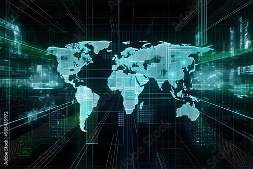 Digital abstract background of world map created with Generative AI tecnnology
