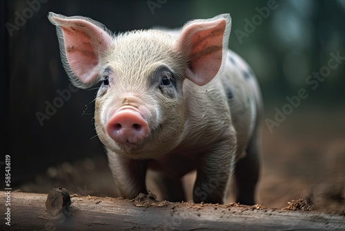 A Joyful Little Pig on a Rural Farm: Baby Bacon from the Heart of Agriculture, Generative AI © AIGen