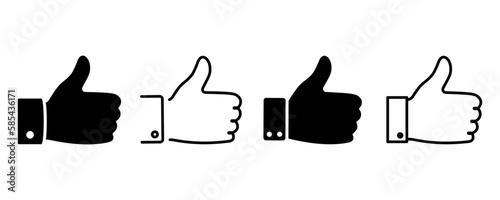 Set of thumb up vector icons. Finger gesture. Symbol good, okay, yes, agree or best. Vector 10 Eps.