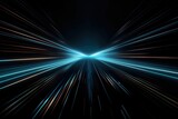 Illustration of light ray, stripe line with blue light, speed motion background. Vector design abstract, science, futuristic, energy, Generative AI