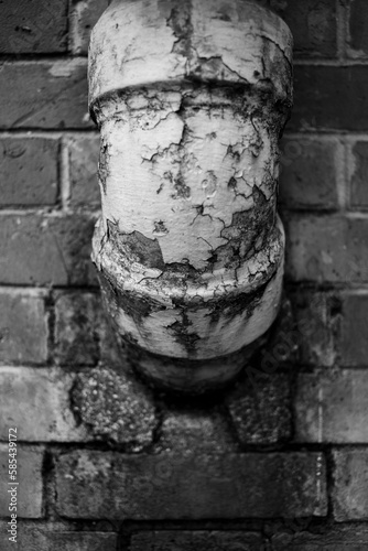 Old exterior pipe in black and white - Paris - France