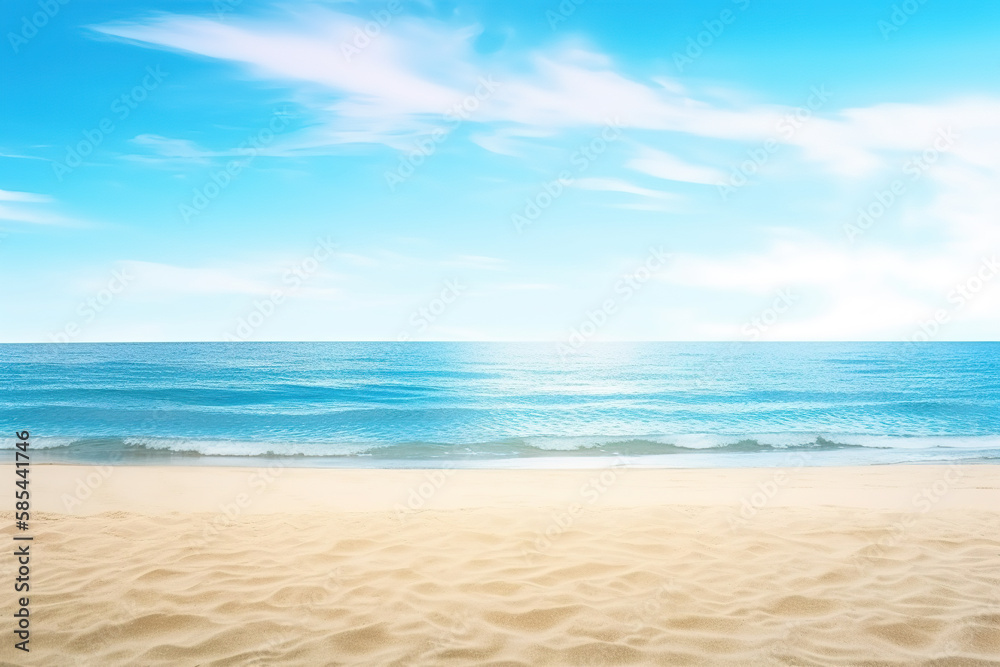 Obraz premium Beautiful empty tropical beach and sea landscape background. Created with Generative AI Technology