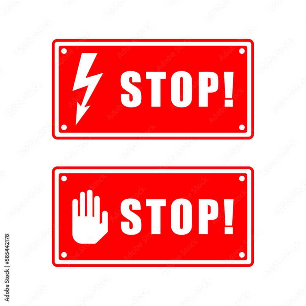 Two red signs with the text stop