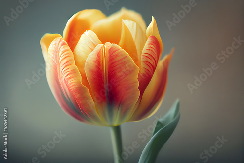 colorful red yellow tulip flower. Generative AI