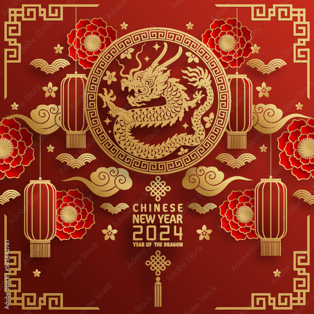 Happy chinese new year 2024 year of the chinese dragon zodiac