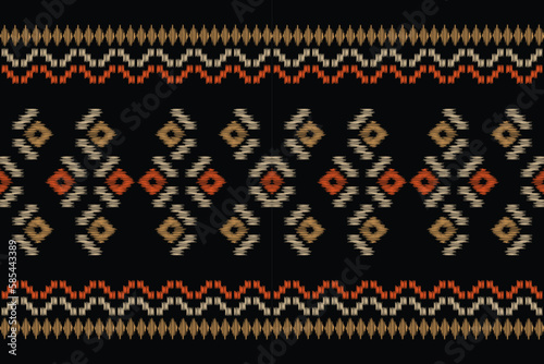 Ethnic Ikat fabric pattern geometric style. African Ikat embroidery Ethnic oriental pattern black background. Abstract,vector,illustration. For texture,clothing,wrapping,decoration,carpet.