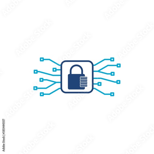 Lock technology logo. Cyber security icon isolated on white background