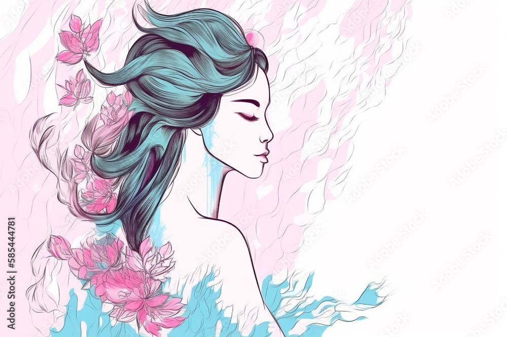 Image of a gentle woman in pastel colors, Generative AI Image of a gentle woman in pastel colors, Generative AI