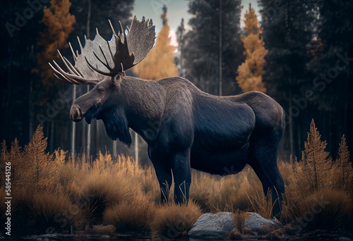 standing shiras moose in Wyoming. Generative AI photo