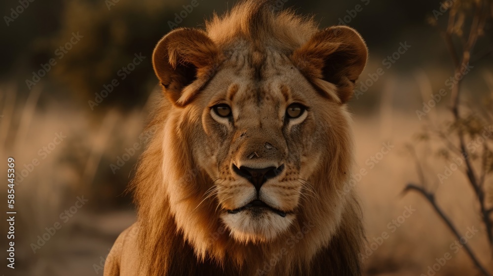 majestic lion in the wild - created by generative AI
