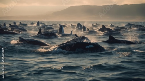 A group of whales in the ocean - created by generative AI © Moritz
