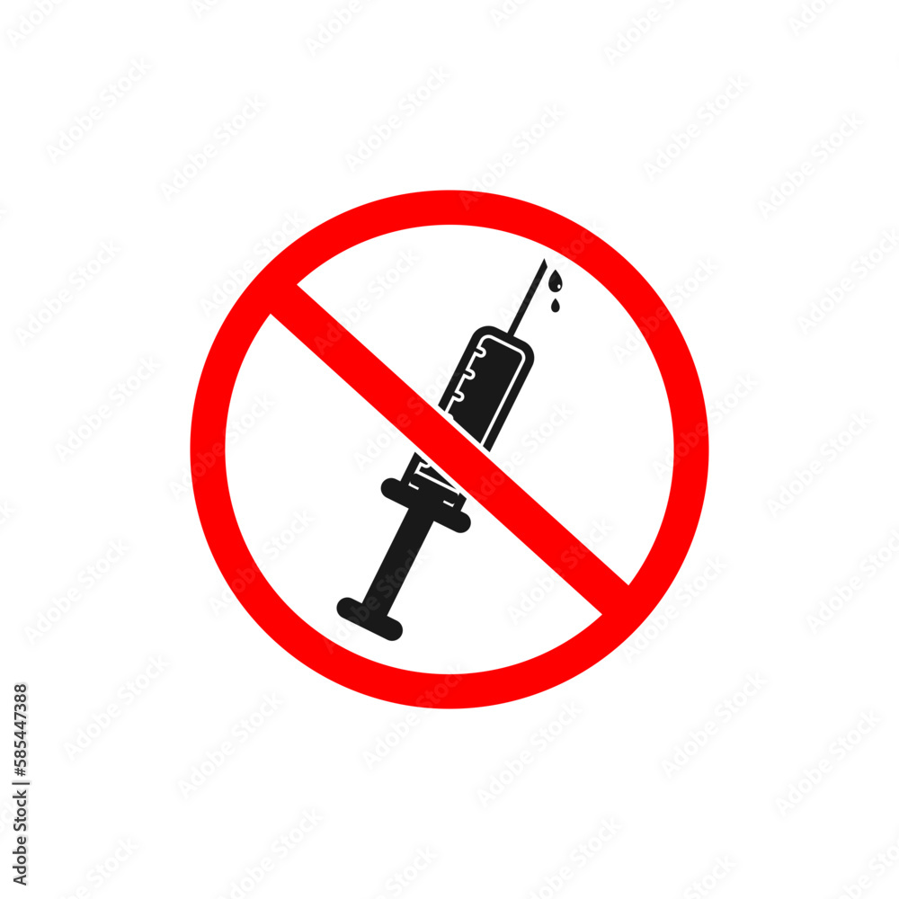 No Vaccine Icon. Contain Syringe and Ban Signs. Editable Vector EPS Symbol Illustration. No Vaccine Icon. Contain Syringe and Ban Signs. Editable Vector EPS Symbol Illustration.