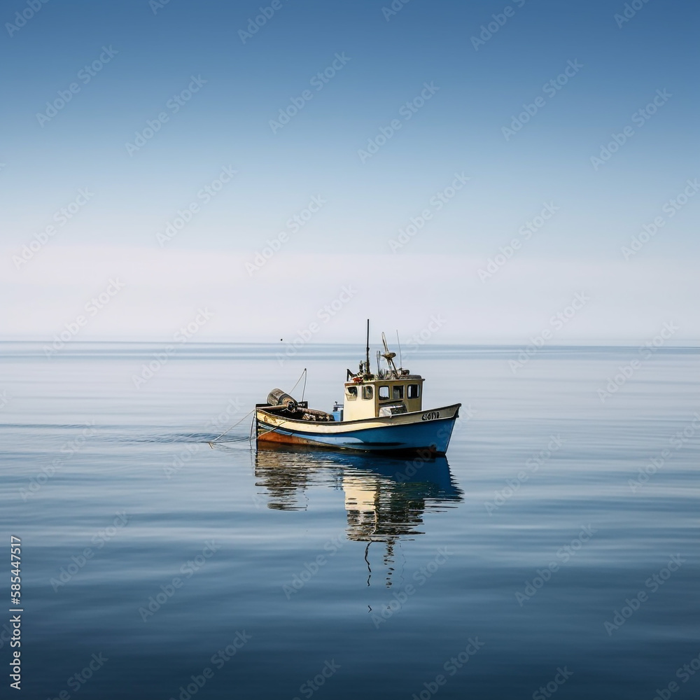 Fishing ship on the sea [AI generative]