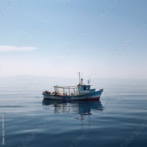 Fishing ship on the sea [AI generative]