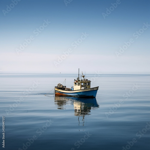 Fishing ship on the sea [AI generative] © rupinder