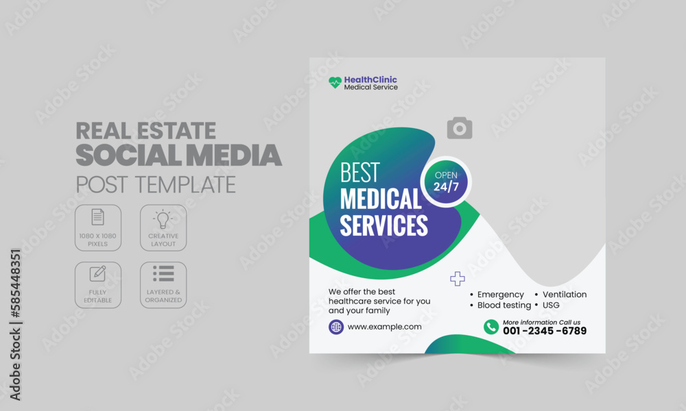 Medical Social Media Post Template, Editable Healthcare Social Media Banner Template Medical Social Media Post Template, Editable Healthcare Social Media Banner Template