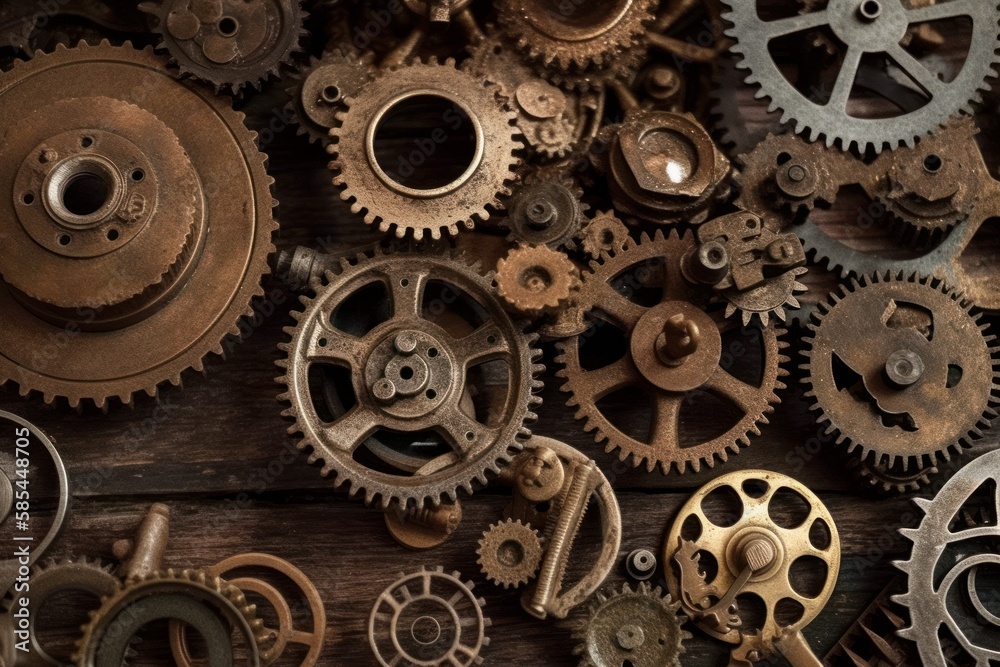 Knolling Cogs and Gears - Generative Ai Illustration Knolling Cogs and Gears - Generative Ai Illustration