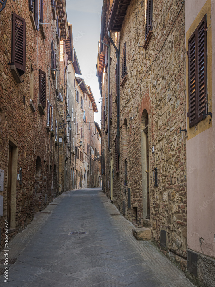 Naklejka premium Gambassi Terme cityscape: historic center of the medieval tuscan town - Firenze province, central Italy - Europe - June 1, 2021