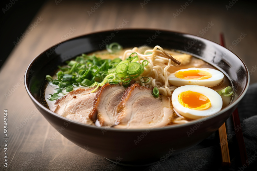 A delicious bowl of tonkotsu ramen. (Generative AI) A delicious bowl of tonkotsu ramen. (Generative AI)