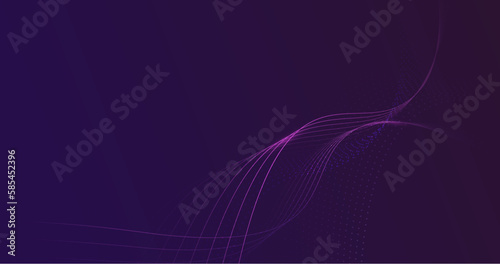 Abstract digital dynamic violet and blue wave on dark background. Futuristic hi-technology concept. Vector illustration