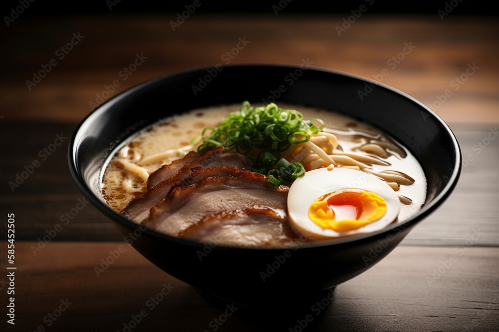 A mouth-watering bowl of tonkotsu ramen. (Generative AI)