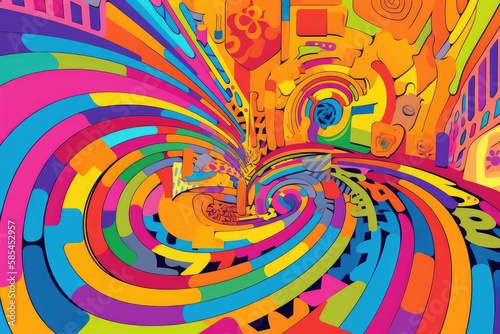 Gorgeous crazy rainbow maze pop art