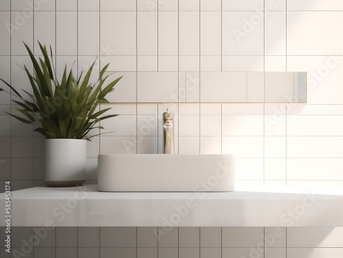 Modern elegant bathroom interior with vessel sink  generative ai