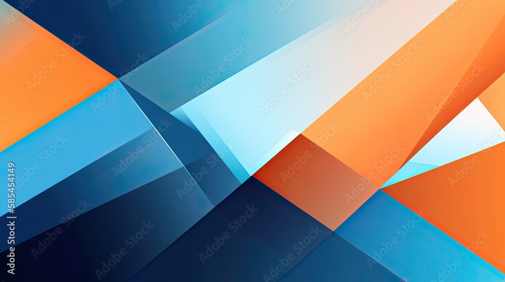 Bold and Modern Geometric Wallpaper with Blue and Orange Abstract Background for Banners, Leaflets, Catalogs, Covers, and Flyers: Generative AI