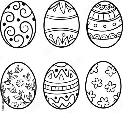 Egg-citing Easter Egg Silhouettes A Set of 6 Vector Illustrations