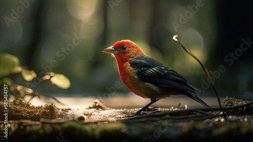 A Scarlet Tanager bird in morning light © Alfred