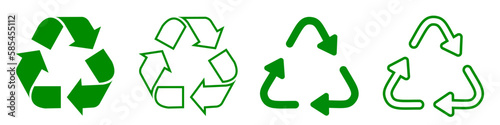 Set recycle icon sign in different forms, recycling sign – vector