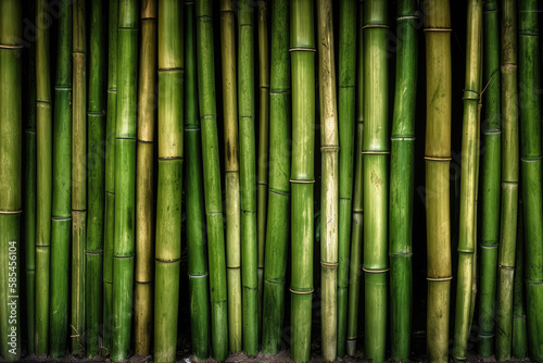 A fence made of green bamboo.