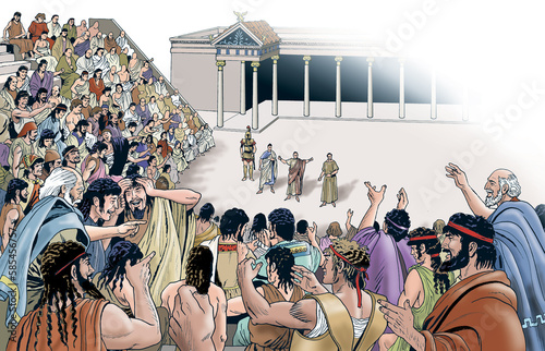 Ancient Rome - Romans in the Taranto theater during a show