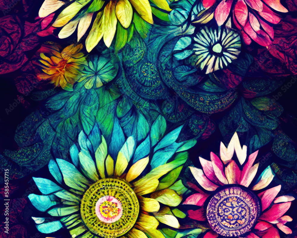 colourful pattern with flowers