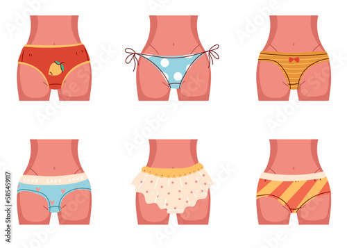 Underwear underware underpants man woman doodle style isolated set. Vector graphic design illustration