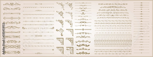 Ornate vintage frames and scroll elements. Set of text delimiters. Vector illustration