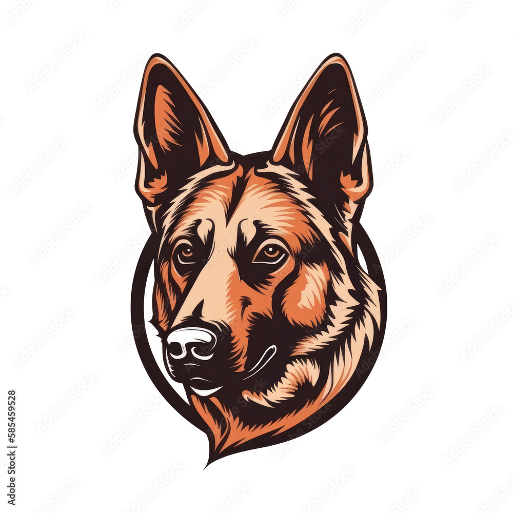 Logo German Shepherd Dog on Isolated Tansparent Background, png. Generative AI