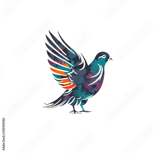 Logo Pigeon on Isolated Tansparent Background, png. Generative AI