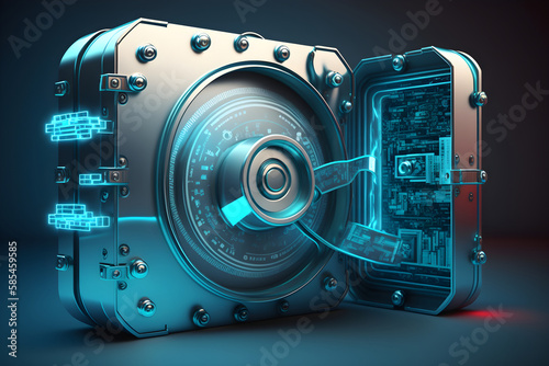 digital safe as a symbol of cyber security and data storage protection, Generative AI