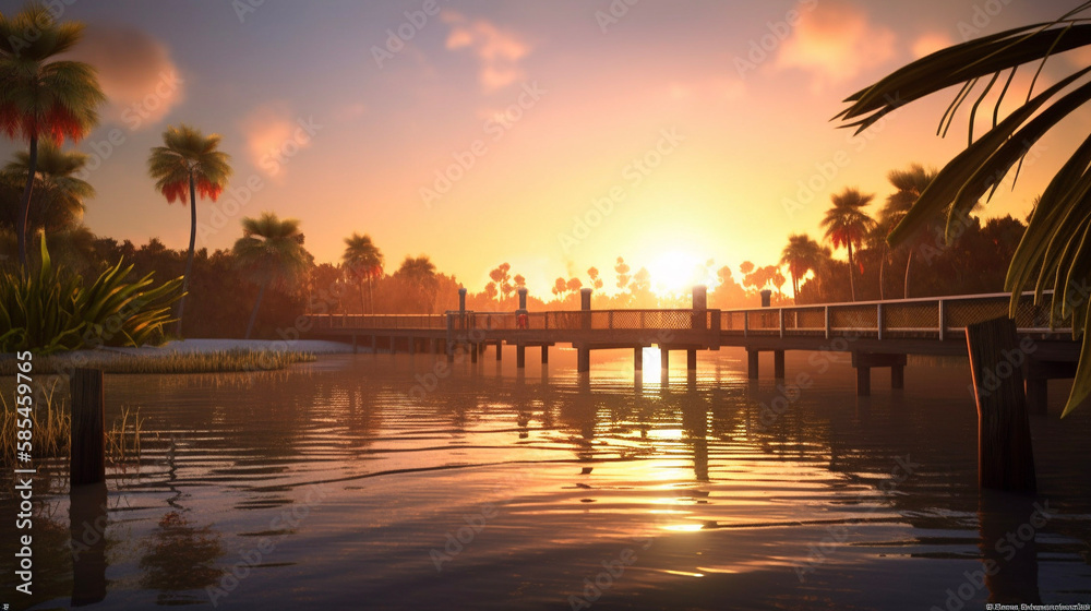 sunrise on the river, generative ai