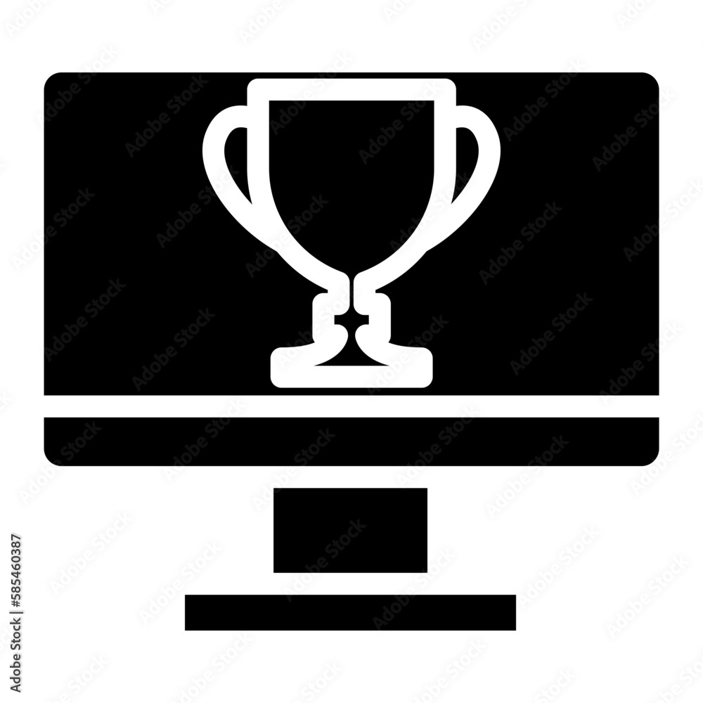 monitor with trophy glyph icon monitor with trophy glyph icon