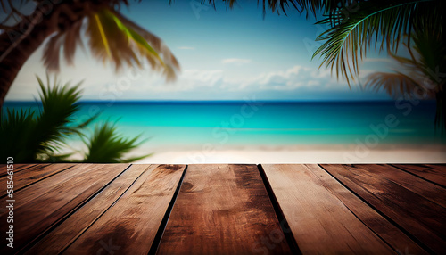 Beautiful tropical beach and sea with coconut palm tree Ai generated image