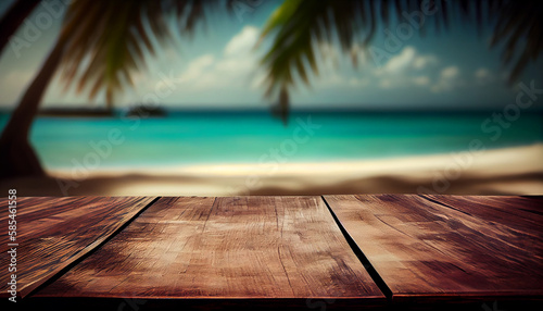 Beautiful tropical beach and sea with coconut palm tree Ai generated image