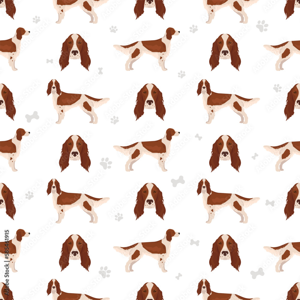 Irish red and white setter seamless pattern Irish red and white setter seamless pattern