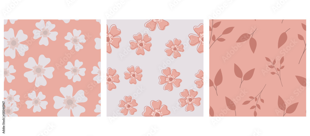 Seamless pattern. set of small flowers wallpaper design