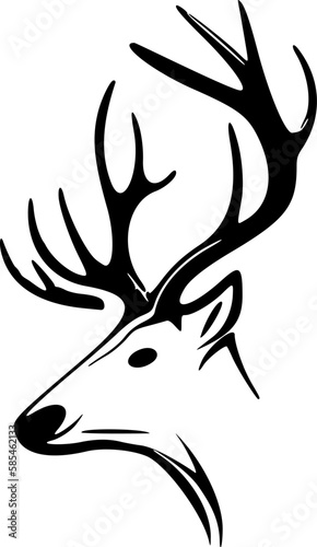 ﻿B/W minimalistic deer vector logo design.